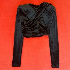Zara long sleeve velvet crop top